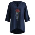 thumbnail image 4 of Moda Mujer Camiseta de manga larga Otoño Frente abierto Prendas de abrigo sueltas Impresión Blusa Abrigo Tops Pompotops FGAJ14535, 4 of 5