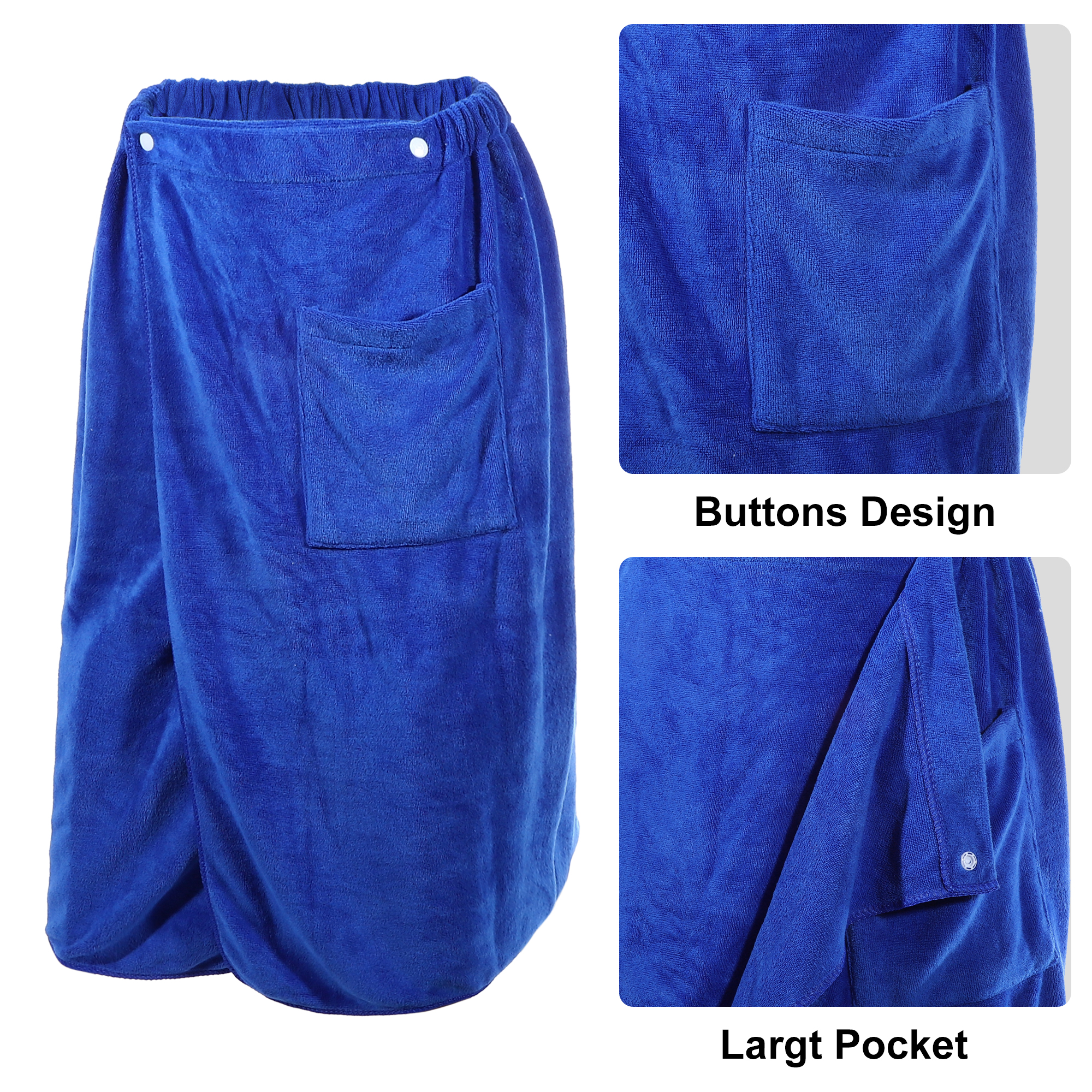 Unique Bargains Men's Bath Wrap Towel for Shower Spa Robes 27.56x55.12" Blue Brown 2 Pcs