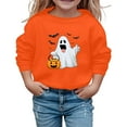 thumbnail image 3 of Tfken Sweatshirt For Girls Halloween Long Sleeve Cartoon Print Tops Outdoor Crew Neck Comfortable Orange Pullover Sweater Size 3-4 Years, 3 of 4