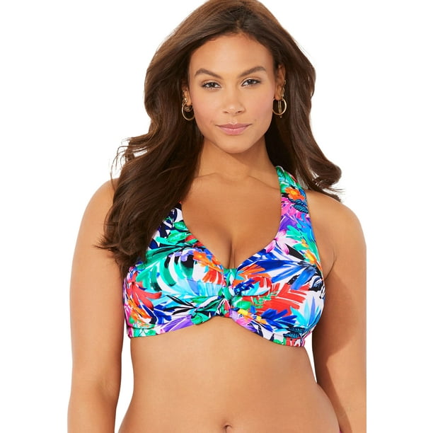 Swimsuits For All Women's Plus Size Genius Cross Back Bikini Top 18