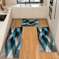 IsecretJoy Non Slip Kitchen Rugs Sets of 3, Washable Kitchen Mats for Floor Waterproof & Stain Resistant Runner Rug for Kitchen, Laundry Room, Hallway