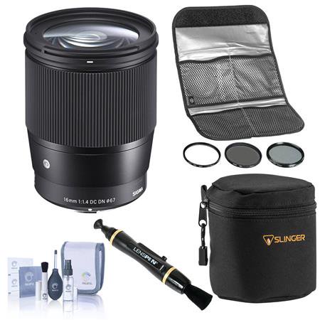 UPC: 0192223193710 | 16mm f/1.4 DC DN Contemporary Lens for Canon EF-M  Bundle with Hoya 67mm Digital Filter Kit II  Lens Pouch  Lens Cleaner  Cleaning Kit