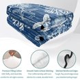 thumbnail image 4 of Full Quilt Set 78''x90'', Navy Blue Coastal Lightweight Bedspread Coverlet with 2 Pillow Shams, Summer Beach Nautical Starfish Coral Vintage Breathable All Season Quilt Bedding for Bedroom/Guest Room, 4 of 9