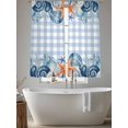thumbnail image 5 of Summer Ocean Seashell Sheer Curtains 63 Inch Long 2 Panels, Nautical Sea Watercolor Blue Starfish Coral Plaid Light Filtering Rod Pocket Curtains, Sheer Voile Drapes for Living Room Bedroom, 52"x63", 5 of 8