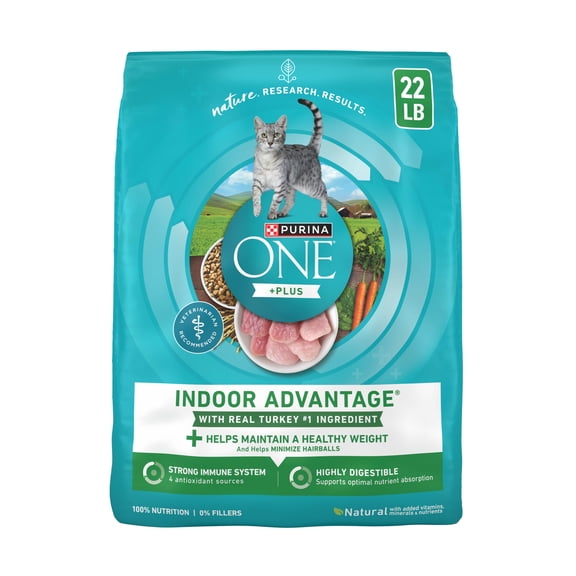 [Multiple Sizes] Purina ONE Hairball, Weight Control, Indoor, Natural Dry Cat Food, Indoor Advantage