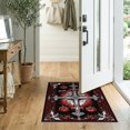 thumbnail image 2 of ODIKA 2'x3' Washable Throw Rug Red Black Halloween Decorations Horror Gothic Cross, Skulls, Bats, Design for Hallway, Study Room, Non-Slip Low Profile, Flatwoven, 2 of 7