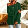 thumbnail image 5 of Staron Women's Off Shoulder Long Sleeve Tops Casual Loose Knitted Sweater Pullover Solid Color Comfy Winter Fall Spring Fashion Basic, Army Green L, 5 of 7