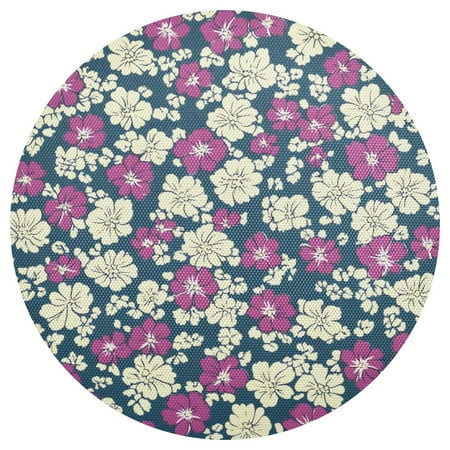 

Vibrant Flowers Pattern 4-Piece 15.4in Heat-Proof PVC Plate Mats Easy Cut and Clean for Family Use