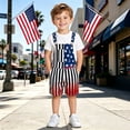 thumbnail image 4 of Ticikt Unisex Printed Overalls Short Romper, Festival Jumpsuits 4th of July Kids Overalls,Color:Navy,Size:6-7 Years, 4 of 7