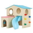 thumbnail image 2 of Hamster Fun House Toy, Wooden Hamster House Hut Easy To Install Multifunctional Safe  For Play For Exercise Blue, 2 of 8