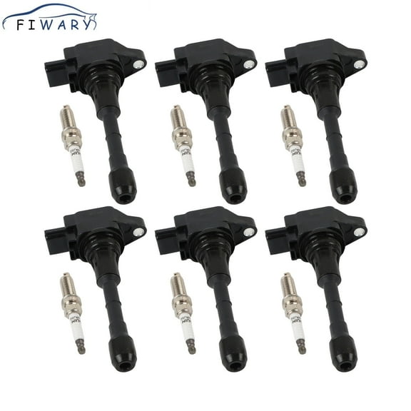 FIWARY 6pcs Ignition Coils  6pcs Iridium Spark Plugs for Infiniti G25 Nissan Maxima 3.5 V6 UF550