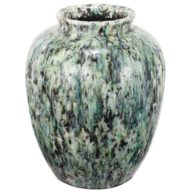 Benzara BM180967 Drip Glazed Terracotta Vase with Tapered Bottom, Multi Color