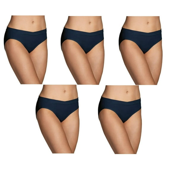5 Pack Vanity Fair Beyond Comfort Silky Stretch Bikini 18291, Ghost Navy, 5