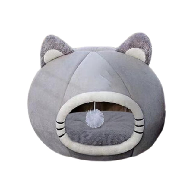 DOLITY Comfortable Cat Bed with Hanging Toy Washable Removable Cushion, Kennel Warm Non M