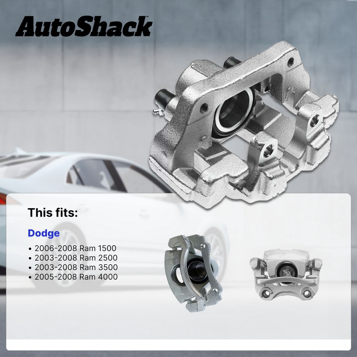 AutoShack Front Brake Caliper for Dodge, Ram 2500 2003-2008 Ram 1500 2006-2008, 4WD RWD L6 5.9L 6.7L V6 3.7L V8 4.7L 5.7L V10 8.0L, Right