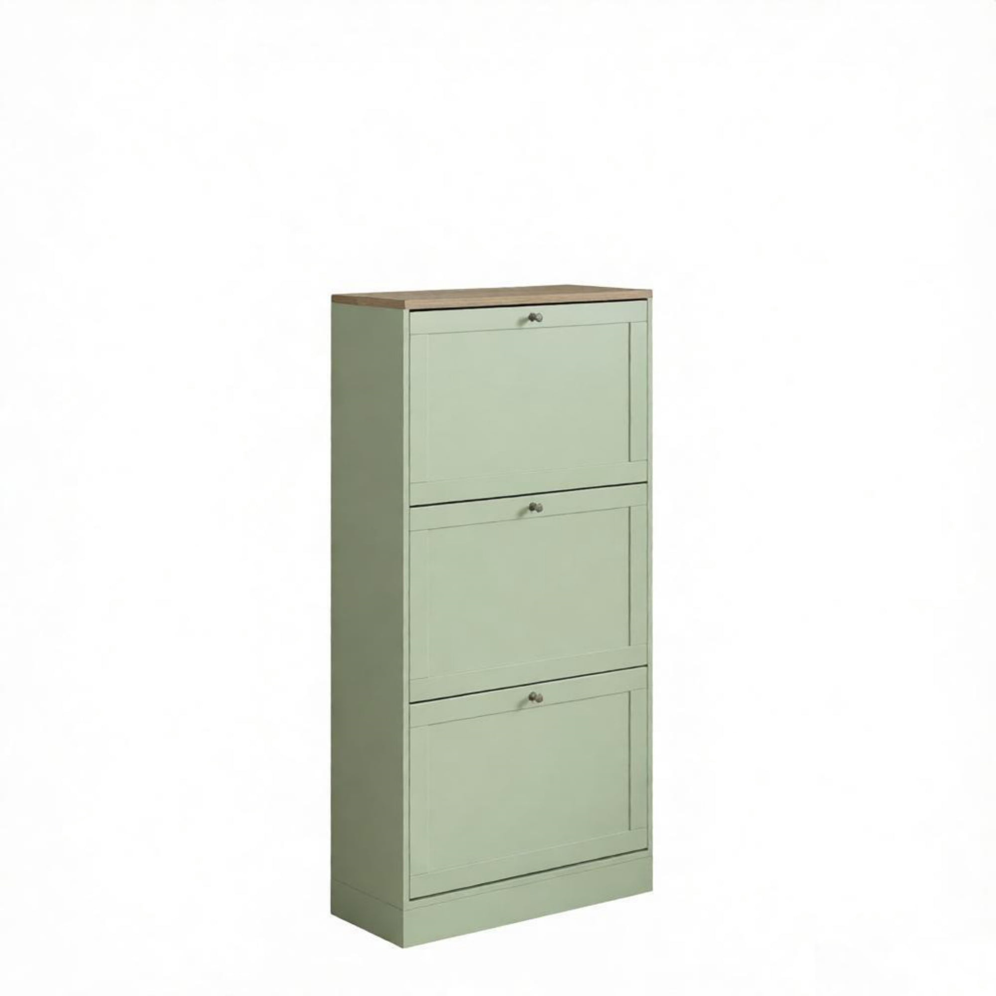 Modern Shoe Storage Cabinet, Entryway Shoe Organizer with 3 Flip Drawers & Adjustable Shelves, Space-Saving Shoe Rack Holds 12-18 Pairs, Hallway & Foyer, Green