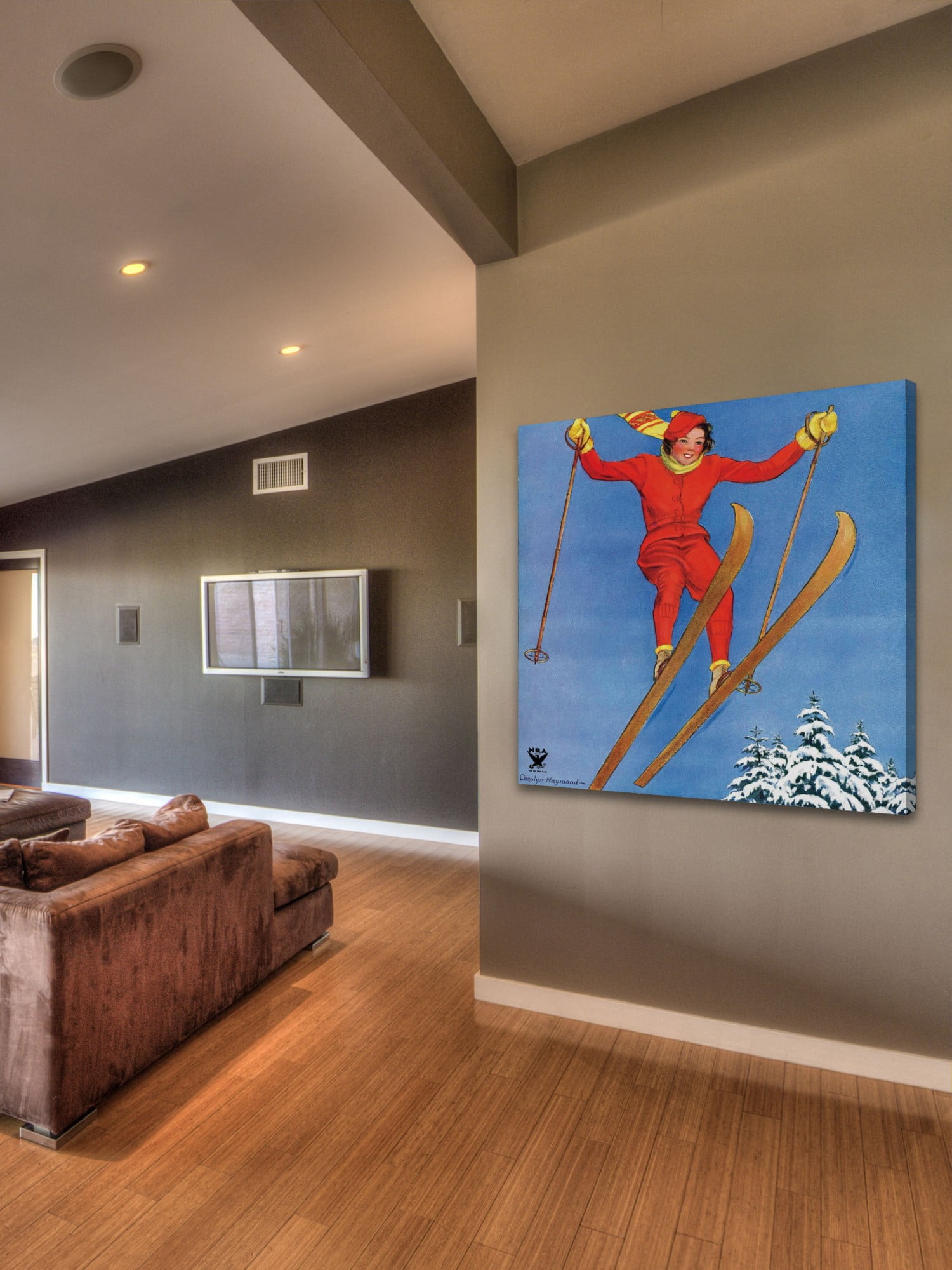 Marmont Hill Woman Ski Jumper by Carolyn Haywood Painting Print on Canvas