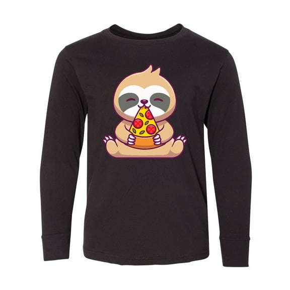 Inktastic Sloth Pizza Long Sleeve Youth T-Shirt