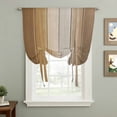 thumbnail image 2 of Brown Ombre Tie Up Curtain Valance for Window, Adjustable Rod Pocket Window Curtains Shades, Vintage Country Wooden Light Filtering Valance Drapes for Cafe Living Room Bedroom 34"x45", 2 of 9
