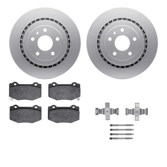 Dynamic Friction Company Rear Geospec Brake Rotors with 5000 Advanced Brake Pads includes Hardware 4512-47092