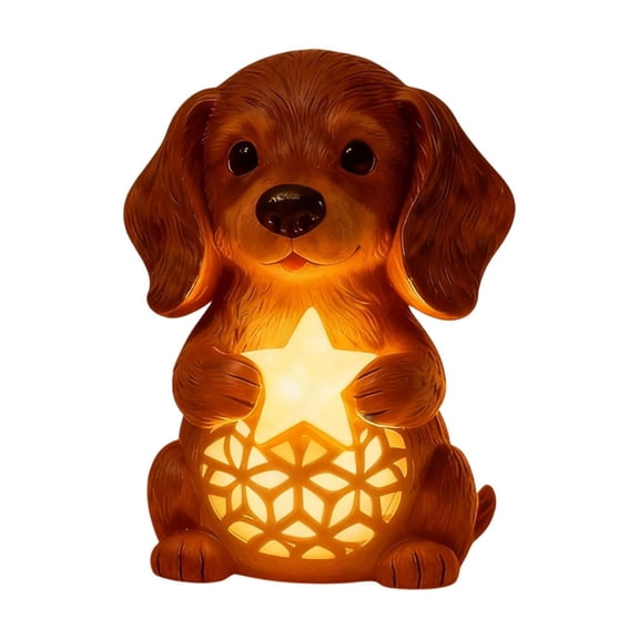 Christmas Dog Ornament, Cute Puppy Figurine with Glow Effect, Resin Desktop Decor for Home Office Festive Ambiance(a)