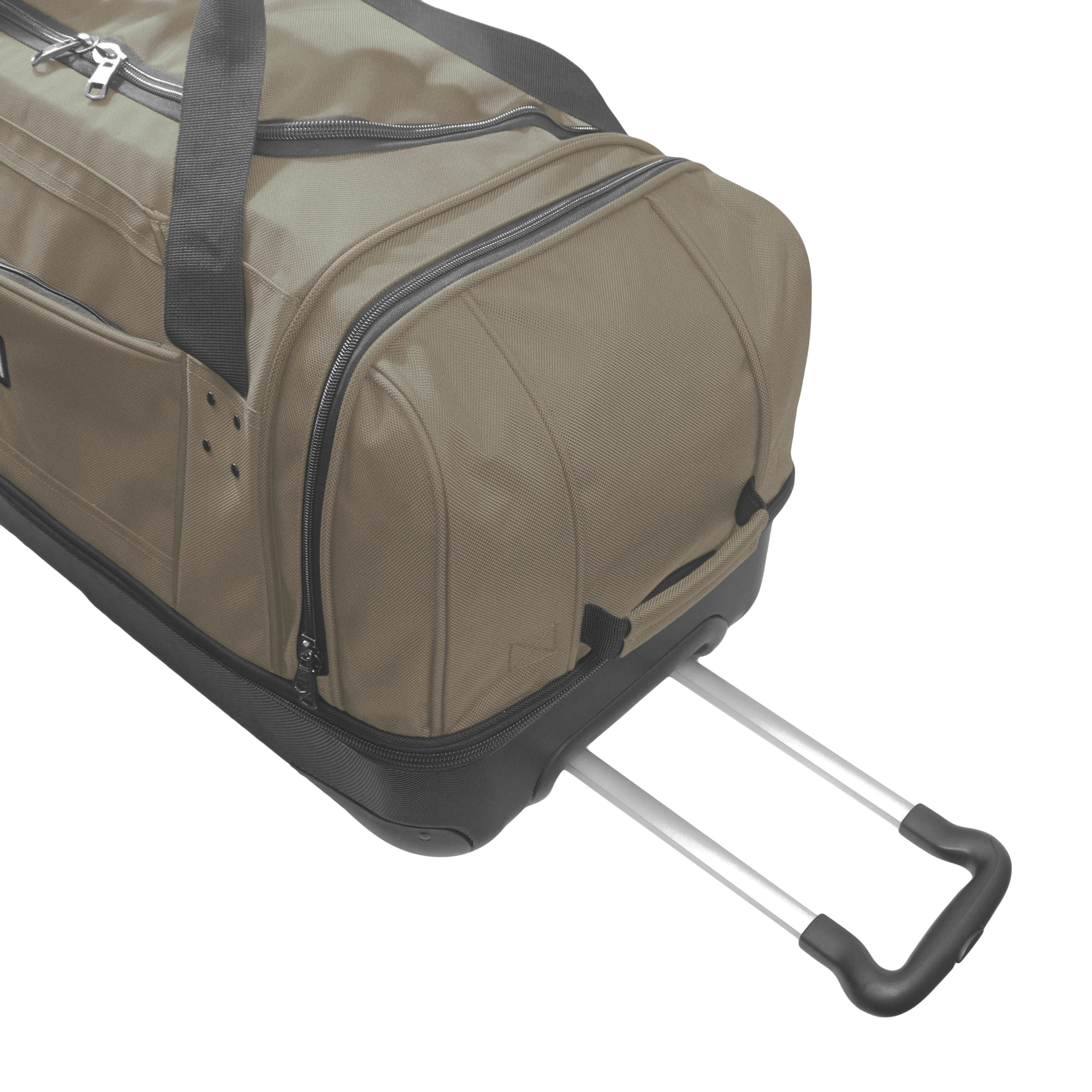 FUL Workhorse 30-Inch Rolling Duffel Bag, Split-Level Travel Luggage with Hardshell Base and Wheels, Khaki