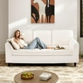 thumbnail image 6 of Resenkos Upholstered Teddy Velvet 3-Seat Sofa with Comfy Back Pillows-White, 6 of 10