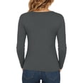 thumbnail image 5 of tarylea Womens Tops Long Sleeve V Neck Fitted Crop Tops Casual Fall Comfy Solid Color Basic T-Shirts, 5 of 9