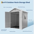 thumbnail image 2 of 6x4 ft Outdoor Storage Shed with Floor, Plastic Resin Garden Shed with Window & Lockable Door, Tool Shed for Patio, Backyard, Lawn Mower, Bike Storage Grey, 2 of 6