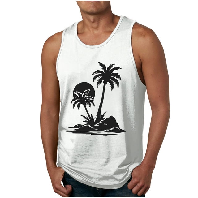 Camisetas de Tanque de los Hombres Tanque de los Hombres Incolor Gradiente de Impresión Cuello Redondo Correa Delgada Fuga Atrás Regular Casual Deportes Blusas de Tanque