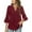 Wine, variant on Casual Women's Tops Fashion Plus Size Women's Fashion Casual Cropped Sleeves Double Layer Chiffon Waist Tied Solid Color V-neck Tops Blouses Shirts