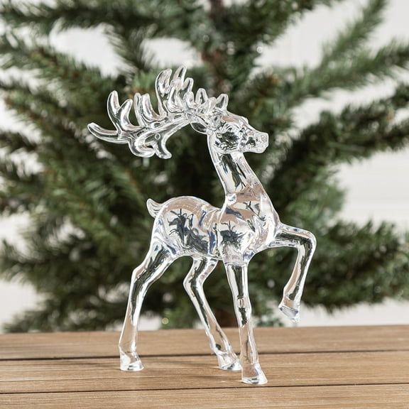 Tineasur Reindeer Figurine Table Centerpieces Acrylic Decoration Transparent 1Set for Christmas Home Decor