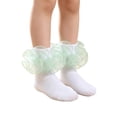 thumbnail image 2 of CHCNHAC 2 Pairs Girls Ruffle Lace Socks Light Green Frilly Ankle Socks for Toddlers Kids, Soft Cotton Ballet Style Short Socks with Large Ruffles, Cute Princess Party Dance Recital Gift, 2 of 6