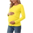 thumbnail image 2 of SBYOJLPB Maternity Tops for Women Solid Color Long Sleeve Round Neck Leisure Pregnancy Clothes Top, 2 of 9