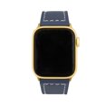 thumbnail image 6 of Bandini Band for Apple Watch Leather Band 44mm 45mm 42mm 41mm 40mm 38mm 49mm & Ultra for Men, Padded iWatch Band for Apple Watch Series 9 8 7 6 5 4 3 2 1 SE - Blue / Stitch / Gold, 6 of 8