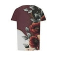 thumbnail image 5 of Olyvenn Womens T Shirts Short Sleeve Trendy Floral Pleated Dressy Casual Scooped Neck Summer Fashion Tops Blouses Multicolor XXL, 5 of 5