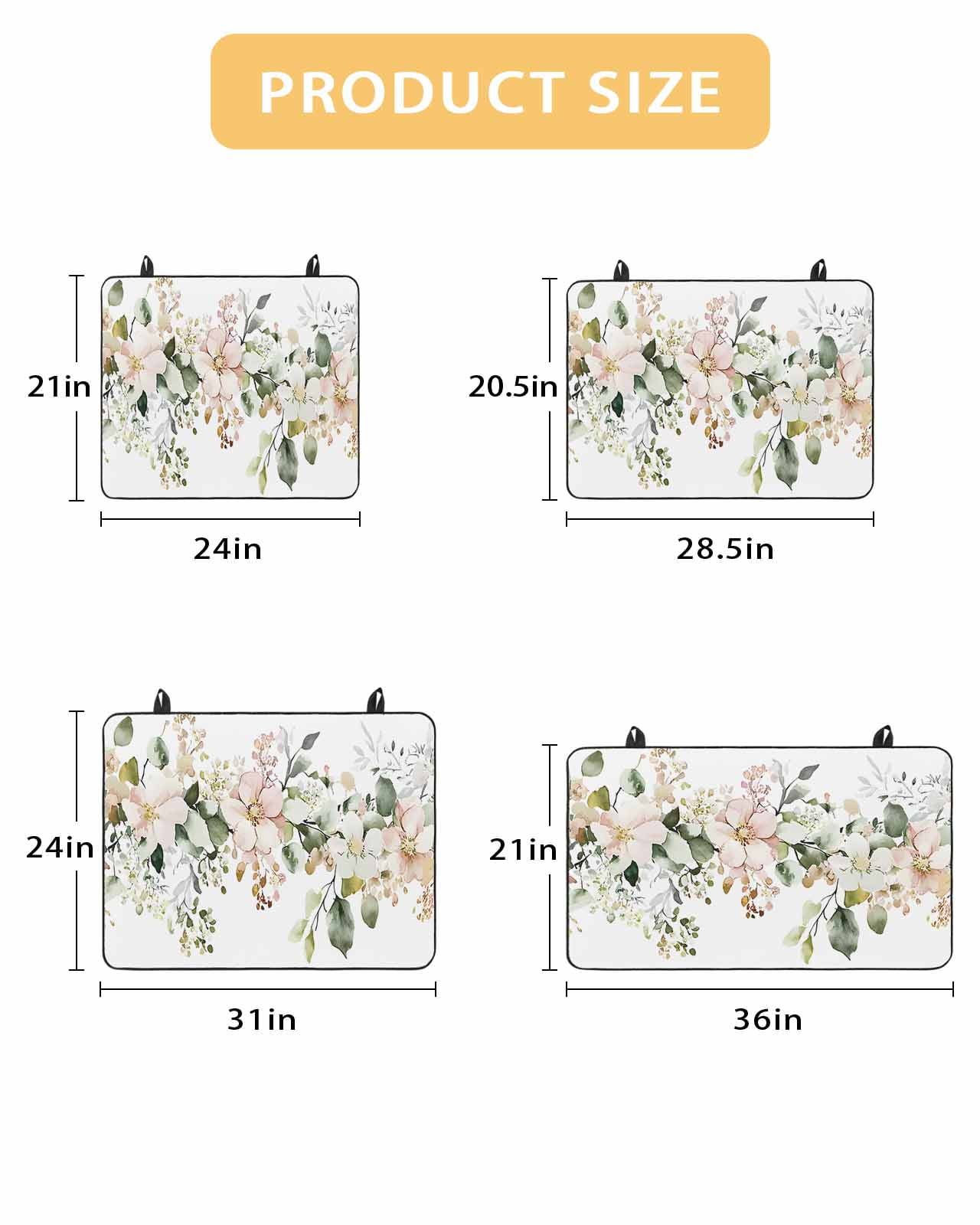 nqOlkjepod Large Induction Cooktop Protector Mat 24"x21", Eucalyptus Floral Stove Top Covers for Electric Stove, Summer Spring Watercolor Botanical Stove Burner Cover Mats, Glass Top Stove Cover