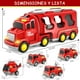 thumbnail image 4 of Carritos Juguetes para Niño,5 en 1 Camiones de Transporte con Luz y Sonido,Coches Juguetes de Construcción con 4 Mini Coches,Regalo para Niños 3~8 Años,Rojo, 4 of 7