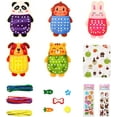 thumbnail image 4 of Paquete de 5 tarjetas de cordones para niños, juguetes de madera para enhebrar, tarjetas de costura, animales, juguetes, educación temprana, juego de habilidades motoras finas Adepaton WMZL-1333-1, 4 of 8