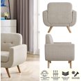 thumbnail image 4 of ZXNYH Elena Contemporary Accent Armchair with Linen Upholstery Living Room Furniture, 2SEAT, Natural, 4 of 5