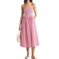 thumbnail image 2 of Jaimenalin Women'S Summer Midi Dresses Plaid Sleeveless Spaghetti Strap Smocked Tiered Beach Sundress Pockets Pink XL, 2 of 7