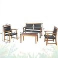 thumbnail image 2 of Gymax 4PCS Patio Acacia Wood Conversation Set Outdoor Rattan Furniture Set, 2 of 4