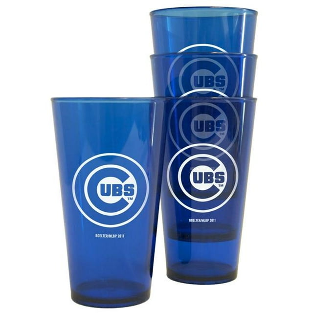 Boelter 8886074839 Verre Transparent Chicago Cubs - 16 oz - Lot de 4