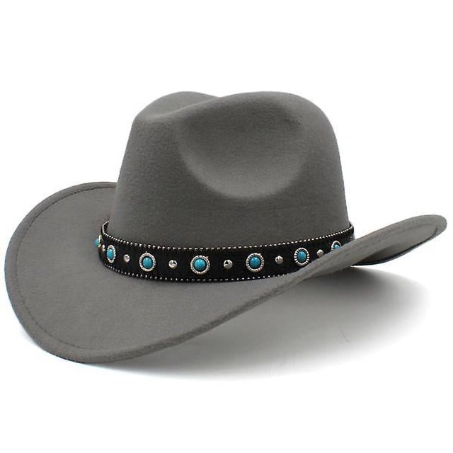 Sombrero de cowboy western adulto gris Brillar Sombrero de vaquero Tamaño libre 56-58 cm Electrónica