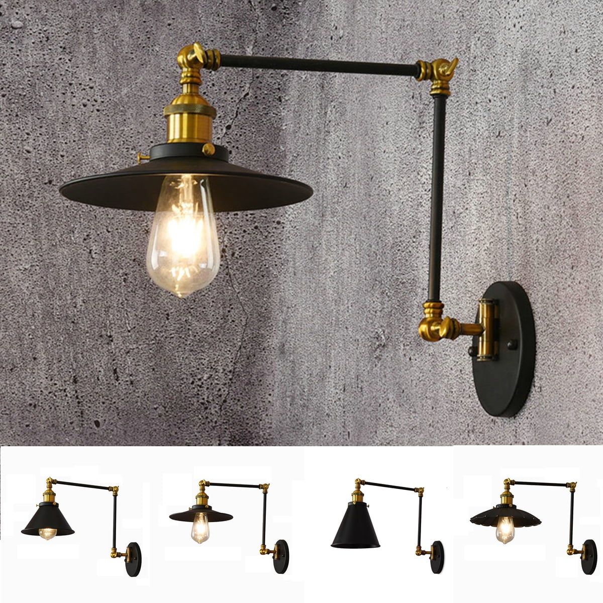 Industrial Wall Lamps Sconces Heavy Duty Vintage Style Dimmable Wall Mounted 