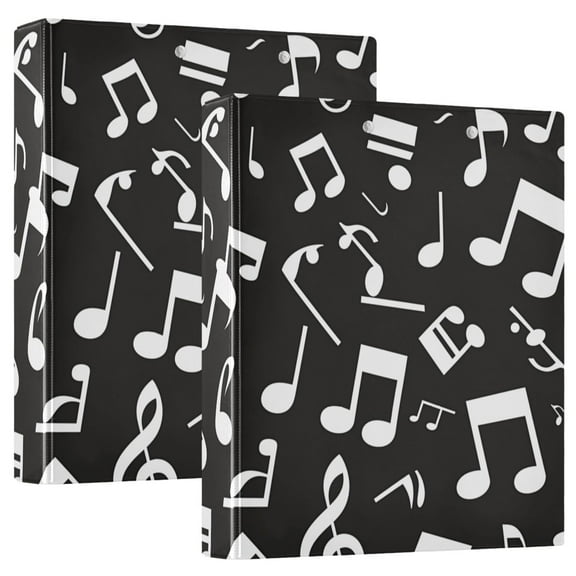 ALAZA Musical Note Pattern Hardcover 3 Ring Binder 1.5" Round Rings Interior Pockets Binders Organizer 2 Pack