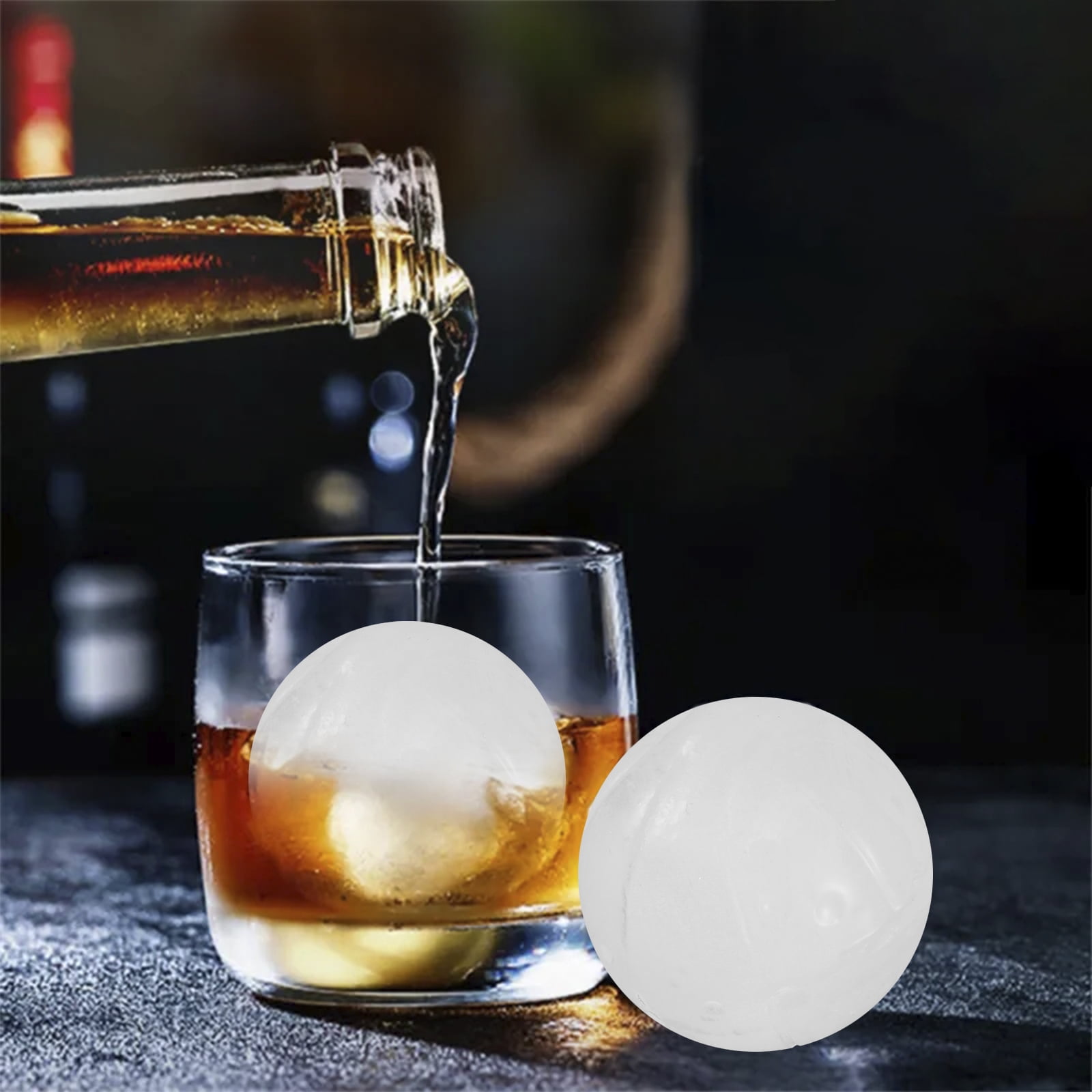 Large Ice Ball Molds Reusable 4 Grids Ice Cube Tray with Lid Flexible Ice  Ball Maker Ball-Shaped Ice Cube Molds Easy Release for Freezer Whiskey  Cocktail Jelly Pudding 