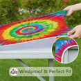 thumbnail image 6 of Rainbow Tie Dye Spiral Square Fitted Tablecloth with Elastic Edge,Square Table Cover,Washable Elastic Table Cover for Home Kitchen Party Decor 36"x36", 6 of 6
