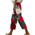 thumbnail image 3 of QATAINLAV Capri Pants for Women 2025 Fashion Geometric Print Cropped Beach Pants Summer Casual Drawstring Plus Size Capris Multicolor 4XL, 3 of 6