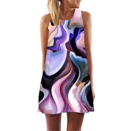 

Sweater Dress for Women Sexy Dresses for Women Vintage Boho Women Loose Summer Sleeveless 3D Floral Print Bohe Tank Mini Dress Savings Clearance Summer Dresses Bride Dresses for Wedding Purple M